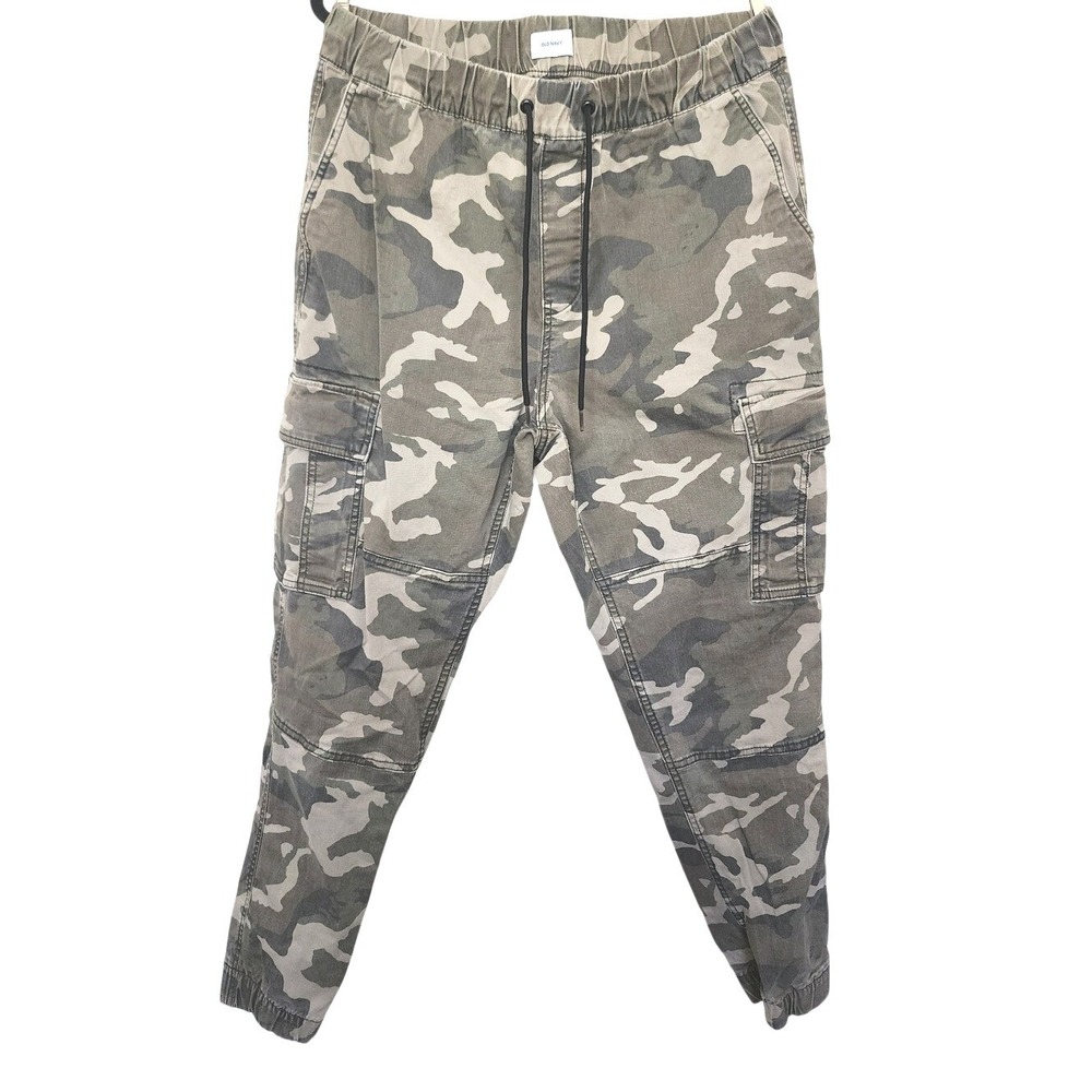 Old Nav Mens Camo Cargo Jogger Pants Green Brown Camouflage Drawstring Utility L